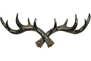 Hansmeier Geweih Kleiderhaken Garderobenhaken - Schwarz - Für Außen, Innen, Balkon & Garten - 49 cm - Hirschgeweih - Garderobe - Hohe Tragkraft