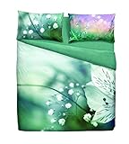 Bassetti Parure Copripiumino Matrimoniale Natura, 1 Sacco 250x200 cm + PIETTA + 2 FEDERE 50x80 cm, Escluso sotto con Angoli, 100% Cotone Made in Italy (Fiore Green)