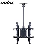 Diseño para techo y pared: La bandeja de montaje en el techo se puede ajustar entre 0-90 grados. El soporte de techo para TV se puede instalar tanto en el techo como en la pared. Es ideal para empresas grandes o pequeñas, oficinas, hoteles, restaurante, vestíbulos, tiendas, universidades, bibliotecas, aeropuertos, estación de tren