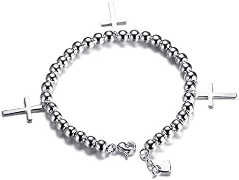 Bystar Women's Bracelet Fashion Stainless Steel Cross Beads Bracelet