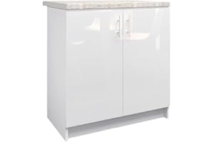 JD Greta Fixed Height 800mm Kitchen Base Cabinet Floor Unit with 38mm Worktop – White Gloss