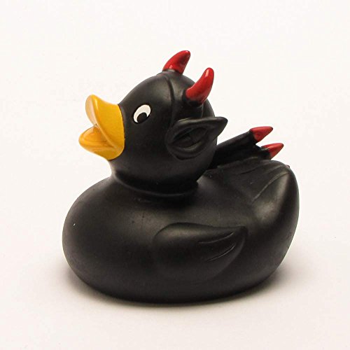 Badeente Teufel schwarz | Quietscheente | Duckshop | L: 8 cm - 4