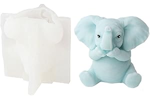 Xidmold 3D Elefant Silikonform, Tier Elefant Kerzenform Seifenform, Elefant Silikon Backform Kuchenform für Fondant, Tortendeko, Schokolade, Seife, Sojawachs Kerzen, Handwerk (B)