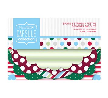 Papermania Capsule collection, Spots & Stripes, Festive Designer Die-Cuts, 18 Blatt, 15 cm lang