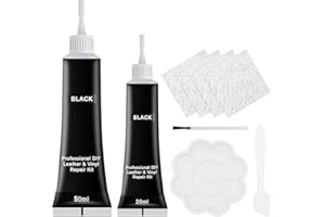 Aohcae Zestaw naprawczy do skóry, czarny, 50 ml + 20 ml, zestaw naprawczy ze sztucznej skóry, krem do naprawy skórzanej kierownicy, sofy, kurtki, chuhe oraz sztucznej skóry z drapaniem