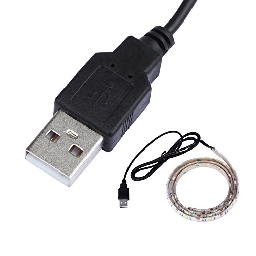 Bonker® Led Streifen,led strip 100cm 1m USB 2.0 LED Strip Streifen Leiste Lichtkette Wasserdicht 30 x 5050 SMDs- (Warmweiß) - 2