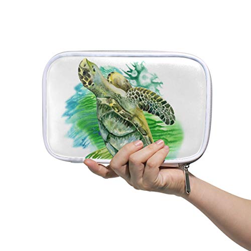 Preisvergleich Produktbild CPYang Federmäppchen mit Meeresstier, Schildkröte, Seegras, Reißverschluss, Bleistiftbeutel, Kosmetik, Make-up, Pinsel, Schreibwaren, Stiftebox, Reisepass-Organizer