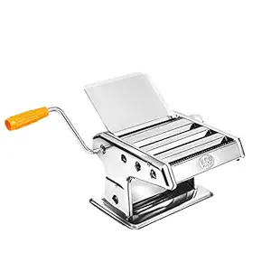 Harivar Mart 3 in 1 Stainless Steel Pasta Maker Noodle Making Dough Roller Cutter Machine Hand Crank and Clamp for Spaghetti and Lasagna Tagliatelle Fettuccine