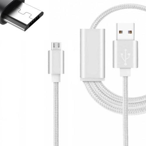 Micro USB Cable Lead by Digi Pig® for CELKON Mobile Phones. Nylon Braided Cable (2 Metre) with Fast Speed Charging and Data Transfer - SILVER
