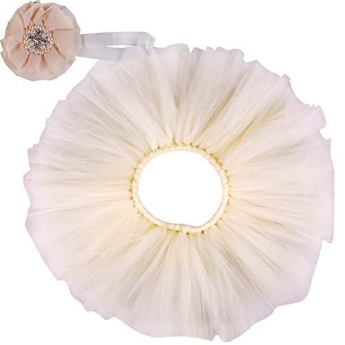 Freefisher Newborn Baby Girl Prop Outfits for Photography ( Tutu Skirt + Flower Headband ), light yellow
