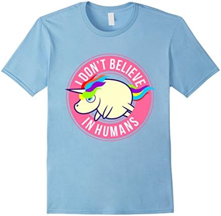Men's I Don't Believe In Humans Unicorn Tee Vision T-Shirt Medium Baby Blue