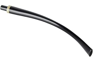 MUXIANG Churchwarden Bent Pipe Stem Replacement with Horn Ring for Briar Rosewood Ebony Wooden Tobacco Pipe BE0136