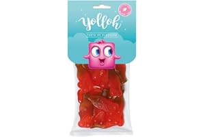 YOLLOH - Sachet Bonbon Cherry Cola - Sans Gelatine - 320004 - Rouge - Cola - Tendres - 125 Gr - Anniversaire - Enfant - Adulte - Bouteille