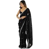 NIRLABH Women Embellished Sequinned Tissue Silk Saree with Elegant Border | Designer Saree for Women with Shimmer Finish, Sof