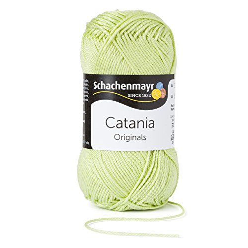 Wolle Catania Schachenmayr - Schachenmayr Wolle aus hochwertiger Baumwolle für farbenfrohe Designs! Sommerwolle Catania Original gelbgrün Fb 293, 100% Baumwolle, kühlende Trageeigenschaft, grüne Sommerwolle, Wolle Catania Schachenmayr zum Stricken und Häkeln
