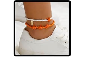 Clataly double couche étoile de mer ananas cheville été plage stretch chaîne de pied femme bijoux