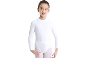 dPois Mädchen Body Langarm Ballettanzug Tanzen Ballett Trikot Leotard Bodysuit Kleinkind Gymnastikanzug Turnanzug Gr. 98-152 in Schwarz Weiß Rosa