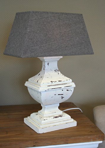 Landhaus Tischlampe Tisch-Lampe Leuchte Tischleuchte Shabby Höhe 57 cm in grau
