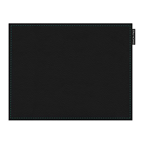 SIMON PIKE Mauspad „London“ 19 x 24 cm aus Filz und Kunstleder mit Logo, Leder: Schwarz, Filz: smaragd, doppelseitiges Mousepad mit einer schwarzen PU Leder Seite und einer farbigen Natur Wollfilz Seite und farblich abgestimmten Kontrastnähten - 2