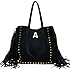 Produktbild Kunstleder Tasche mit Fransen und personalisierte Nieten mit Initiale - nero, A