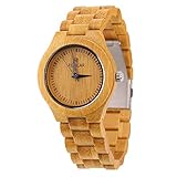 ACMEDE Damen Holzuhr Holz Armbanduhr Bambus Analog Quarz Uhr