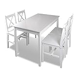 Datos de la mesa: vidaXL Juego de Salón Comedor Madera Blanco Conjunto de Mesa y Cuatro Sillas
