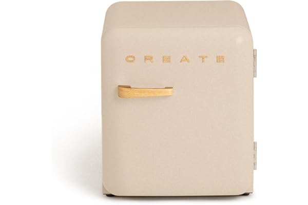 CREATE / RETRO FRIDGE 50 WOOD/Frigorífico arena maneta madera / 85W, minibar, un estante, diseño retro, 50 cm, dos repisas, capacidad de 48L, bajo consumo, 50x44x49,8 cm