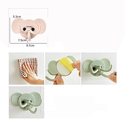 Cisixin Haken Selbstklebend Wandhaken ohne Bohren Tierhaken Kinder Schlüsselhaken für Badezimmer,Kinderzimmer,Küche,Max 3kg, 3 Stücke - 6