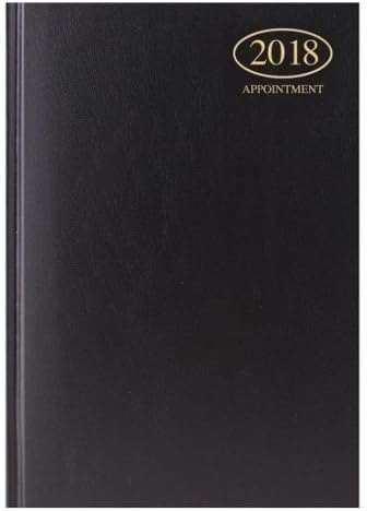 2018 Appointment Diary Day A Page A4 | Ribbon Marker Hardback Bound| Planner, Organiser, Appointments Book (Black)