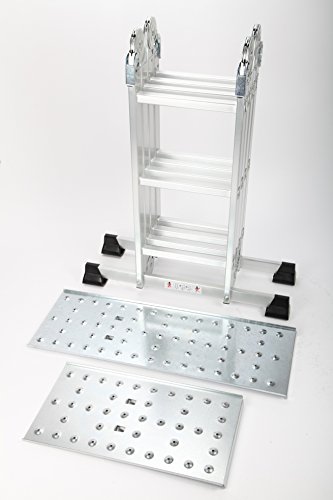 point-home Multifunktionsleiter Arbeitsbühne Mehrzweckleiter Alu Leiter - 2