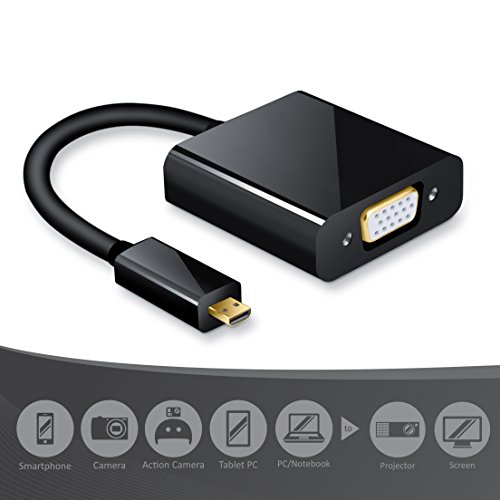 Full HD micro HDMI auf VGA Adapter inkl. Audio-Übertragung (Line out) | micro HDMI to VGA adapter incl. 3,5mm audio output | Adapter/Konverterkabel inkl. HDCP | 1080p Full HD / HDTV Unterstützung | digital zu analog | vergoldete Kontakte | schwarz - 2