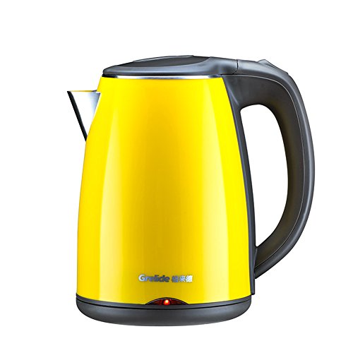 SYF Bouilloire lectrique En Acier Inoxydable, Bouilloire Domestique, Double Anti-brlure, 1.2L 1500W (jaune) A+