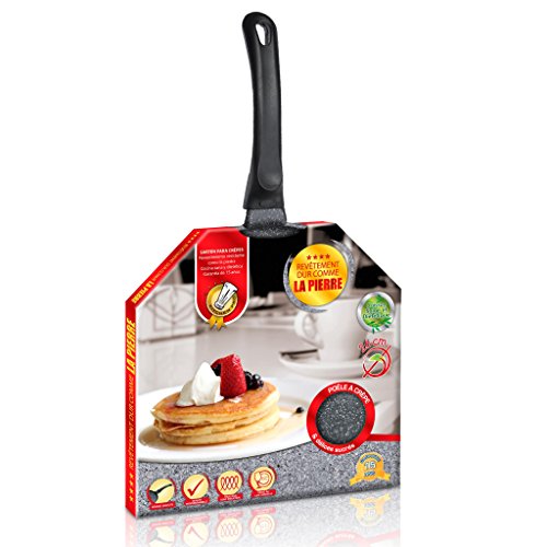 Kitchen Pro - Crêpière en Pierre diamètre 26 cm Tous Feux Dont Induction + 2 disques Anti-Rayures