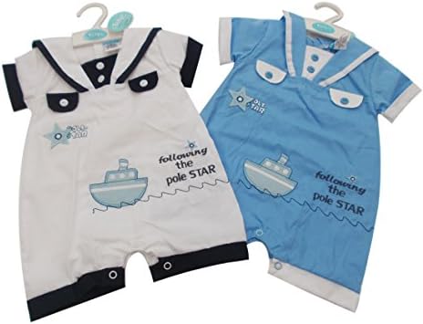 BNWT Baby boys sailor all in one romper clothes outfit (3-6 months, Blue)