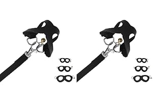 BAOFUYA Set di 2 stoviglie per criceti e guinzaglio, senza tirare porcellini d'India, stoviglie a righe, per criceti, giuana, criceto, barba, nero