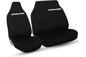 Tee AutoCare For Mercedes Sprinter - Heavy Duty and Water Proof Durable Nylon Driver Passenger with Sprinter Logo Van Front Seat Cover Protectors - 2+1 Front (White Logo)