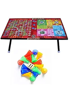 Balaji E Retail Fun Games 2 in 1 Kids Ludo Game and Bed Study Table Board Ludo Snake and Ladder Multiporpose Foldable Study Table for Kids/Laptop Support Table || Model-VN29