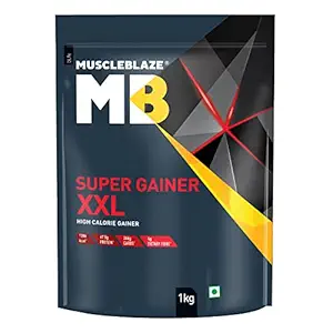 MuscleBlaze Super Gainer XXL, For Muscle Mass Gain (Cookies & Cream, 1 kg / 2.2 lb, 10 Servings)