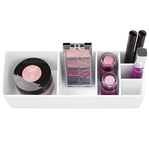 mDesign Badorganizer – für die Aufbewahrung von Kosmetika, Medikamenten und Wattestäbchen – praktischer Behälter – weiß - 3