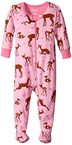 Hatley Baby-Girls Infant Footed Coverall -Soft Deers Sleepsuit, Pink, 9-12 Months (Manufacturer Size:6-12 Months)