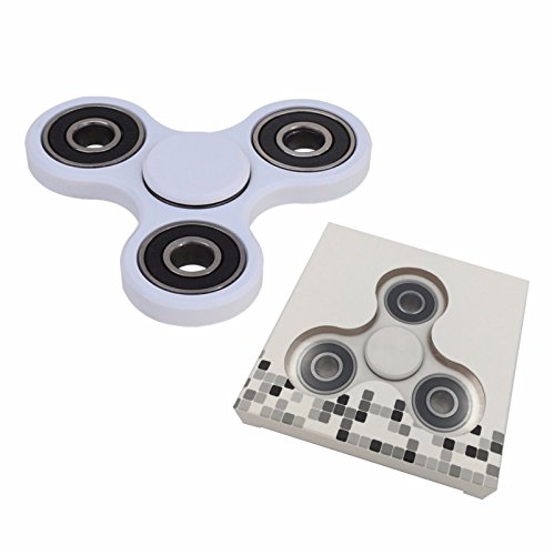 WHITE FIDGET FINGER FOCUS SPIN SPINNER CERAMIC HYBRID STEEL EDC BEARING STRESS TOY