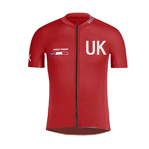Uglyfrog Mens Cycling Bib Set White/Red/Black/Blue Road Cycling Jersey Short Sleeve & Breathable Cycling Bib Shorts with UK Flag Patterns UKNDCTZ05