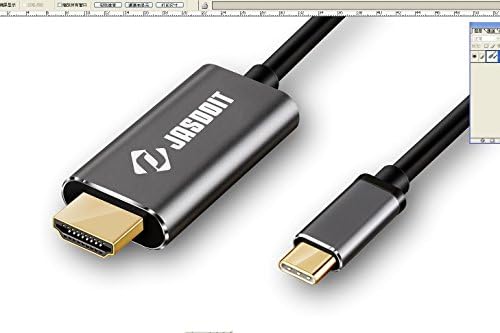 HOOZER USB C to HDMI Cable,1.8M USB 3.1 USB-C to HDMI Male Charger 4K 60Hz [Gold-plated Connector] for 2016 MacBook Pro, 2015 MacBook, ChromeBook Pixel, Samsung Galaxy S8 / S8 Plus