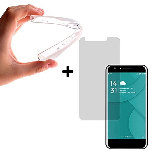 BeCool® - Flexible Gel Schutzhülle für Doogee Y6 4G [ Hülle Case TPU Silikon ] + 1 Schutzglas für das Display aus Premium 9H Hartglas, ultraresistent gegen Kratzer und Stöße .