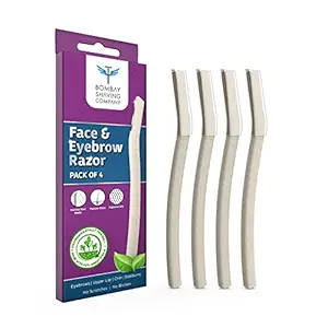 Bombay Shaving Company Face & Eyebrow Razor (Pack of 4) | Reusable & Biodegradable Face Razor For Women | Quick & Easy Facial Hair Removal At Home