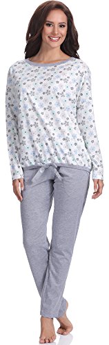 Italian Fashion IF Pyjama Ensemble Haut et Bas Vêtement d'intérieur Femme 1Z1L31 0223 (Bleu, S)