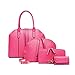 Produktbild Dame Fashion 4 Stück Tote Bag Pu Leder Handtasche Satchel Geldbörse Crossbody Taschen Für Frauen Multicolor,Pink-M