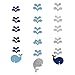 Produktbild Oblique Unique® 3X Deckenhänger Wal Fisch Girlande für Kinderzimmer Junge Kindergeburtstag Deko Hängedekoration Maritim Silber Blau - 80cm -