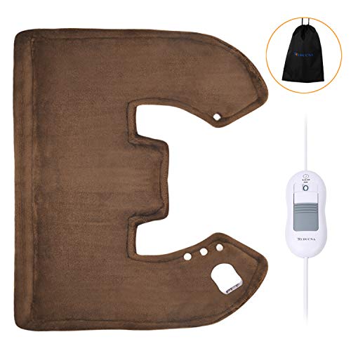 Neck Shoulder Heat Pad Electric Heating Pad for Back Pain Relief - Fast Heating Technology, Auto Shut Off, 3 Heat Settings, Dry/Moist Heat Therapy, Soft Microplush, Storage Bag - 56 x 50 cm