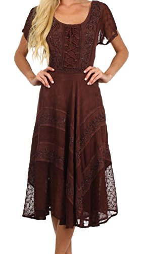 green emerald velvet dress Sakkas 1322 Marigold Embroidered Fairy Dress - Black